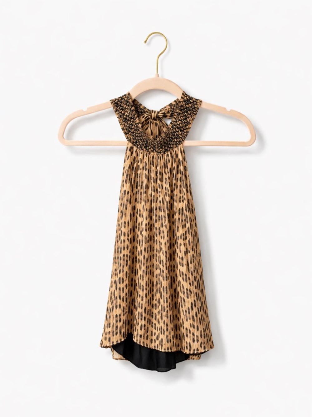 Alice + Olivia Almira Leopard Print Smocked Halter Top XS NWOT